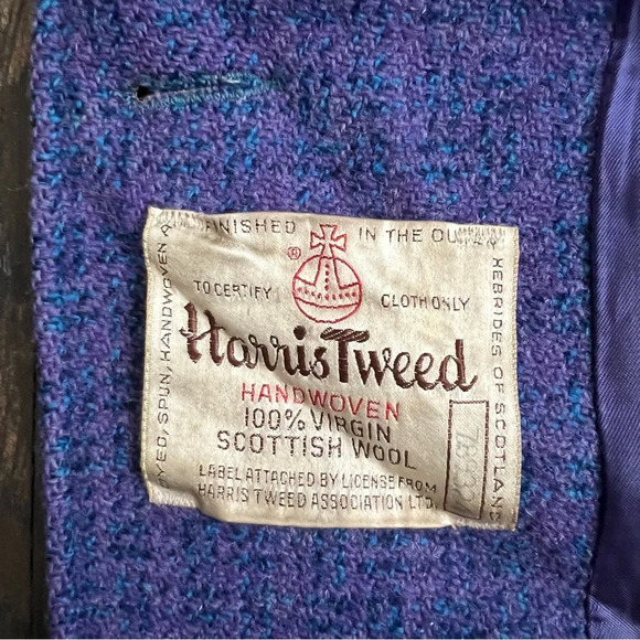 50’s Era Original Vintage Harris Tweed Hand Woven Wool Tweed Overcoat Womens M/L - Picture 3 of 3